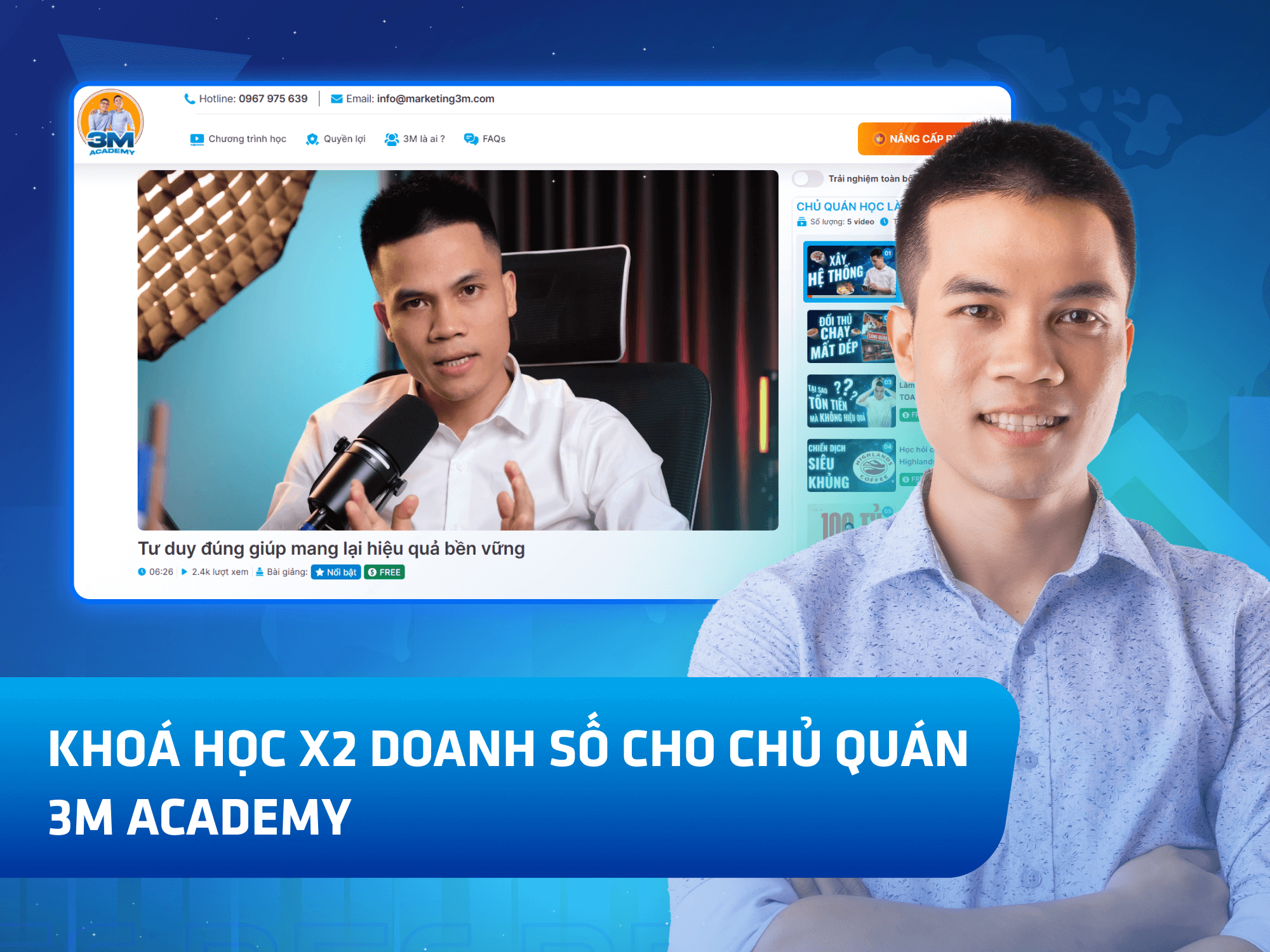 Website khoá học 3M Academy vận hành trên MONA eLearning