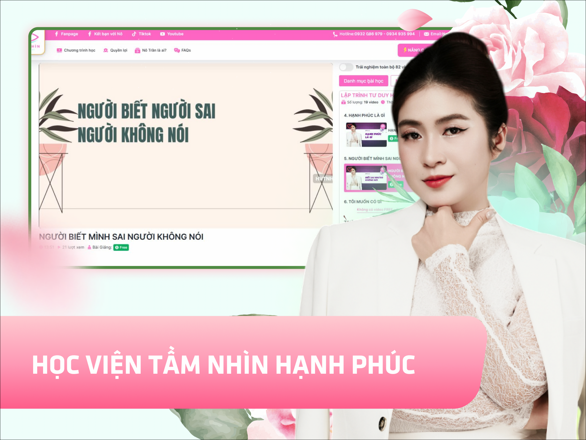 Website khoá học Học Viện Tầm Nhìn Hạnh Phúc trên MONA eLearning