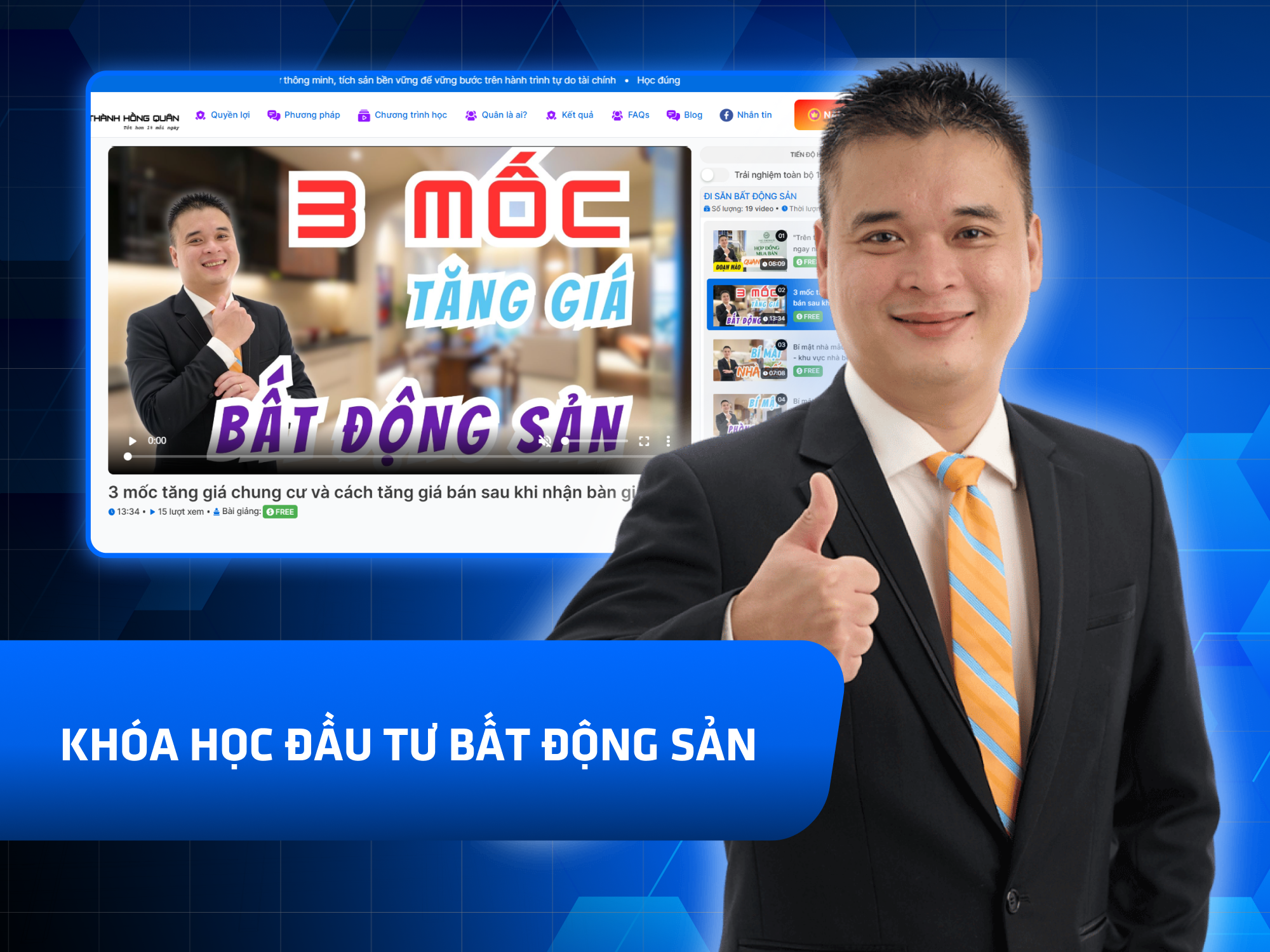 Website khoá học Hồng Quân Academy vận hành trên MONA eLearning