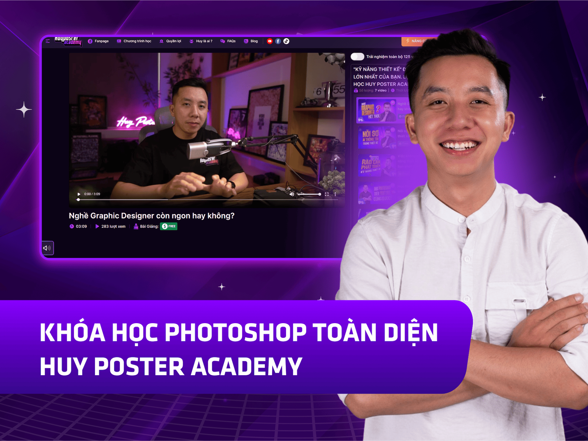 Website khoá học Huy Poster Academy trên MONA eLearning