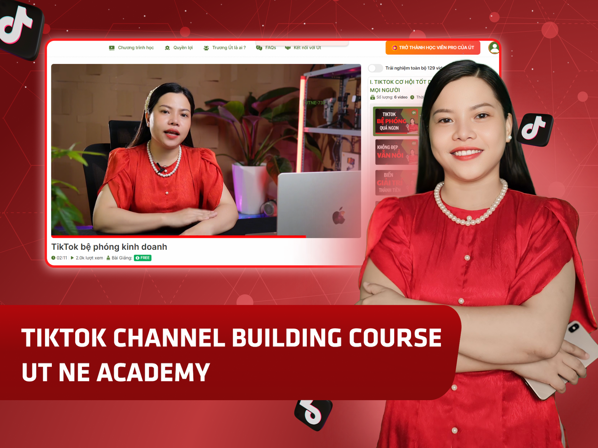 Website khoá học Út Nè Academy trên MONA eLearning