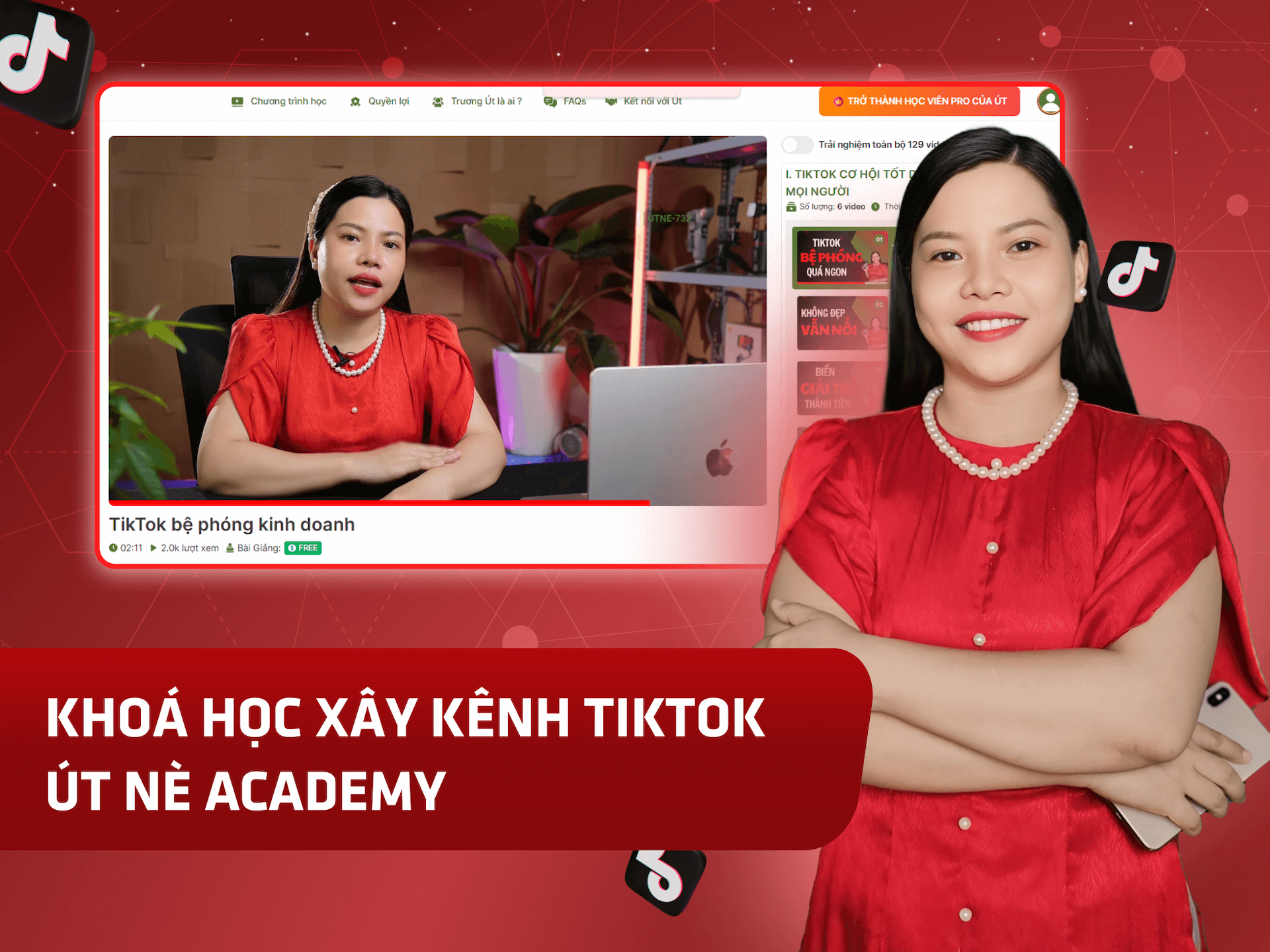 Website khoá học Út Nè Academy trên MONA eLearning