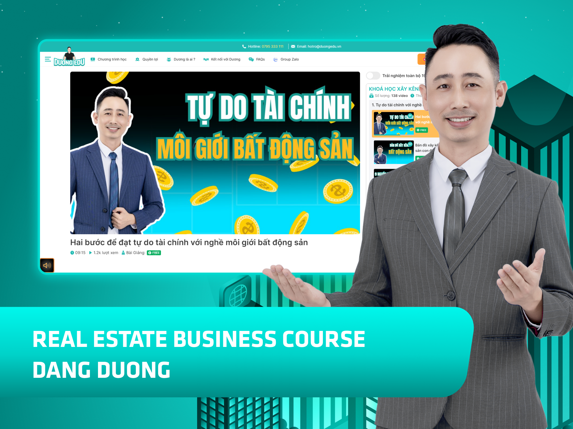 Website khoá học Dương Edu vận hành trên MONA eLearning