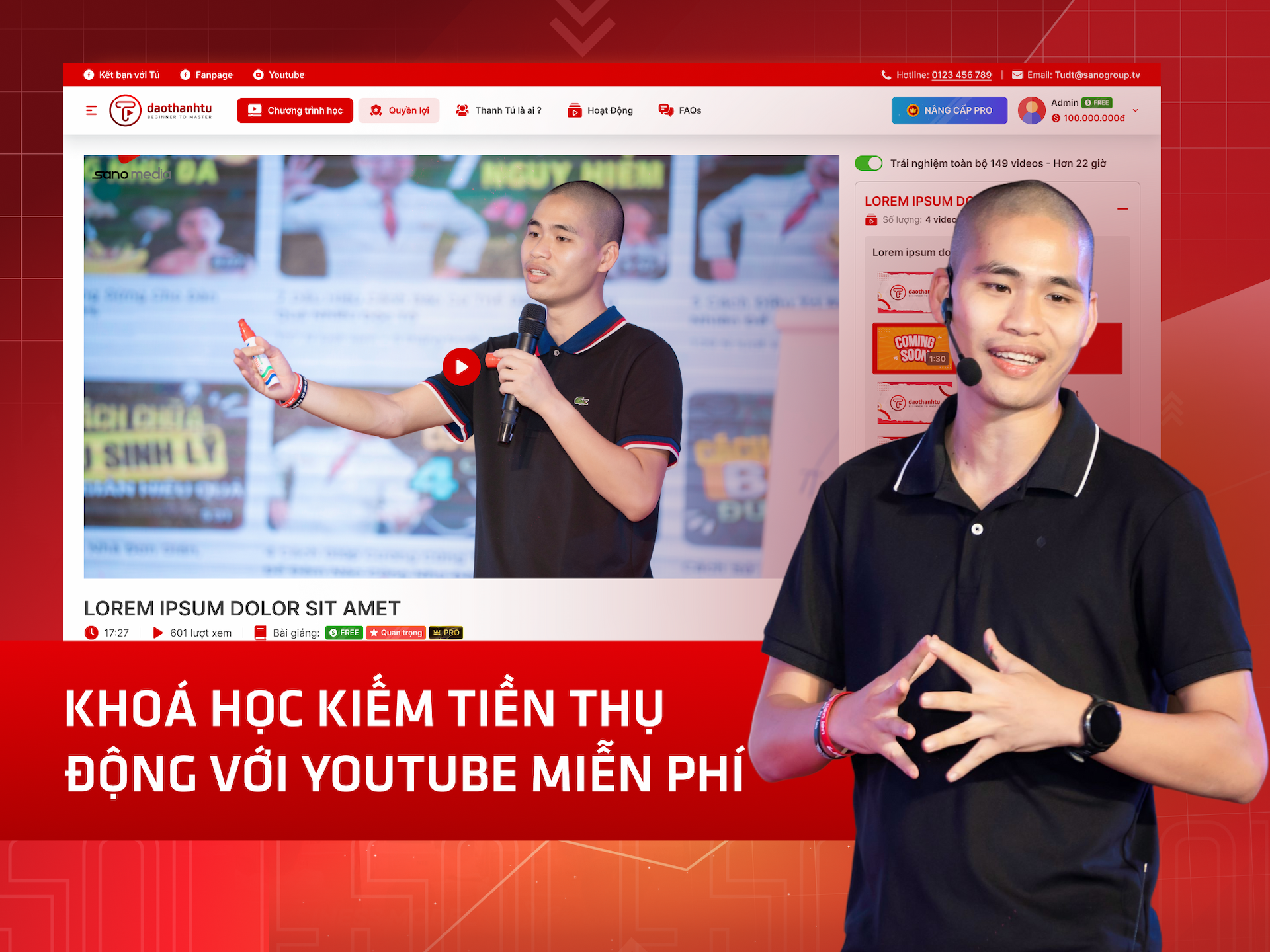 Website khoá học Đào Thanh Tú trên MONA eLearning