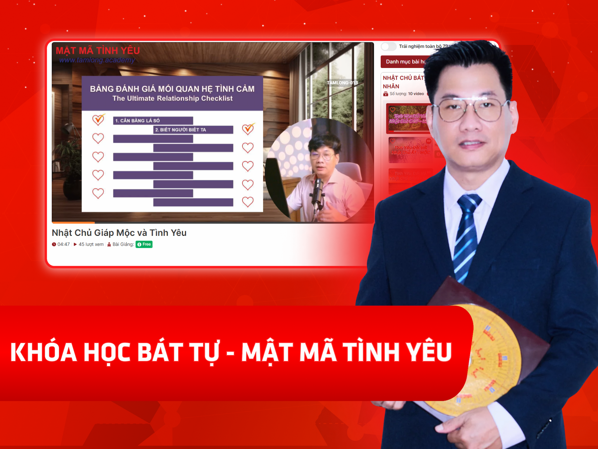 Website khoá học Tâm Long Academy trên MONA eLearning
