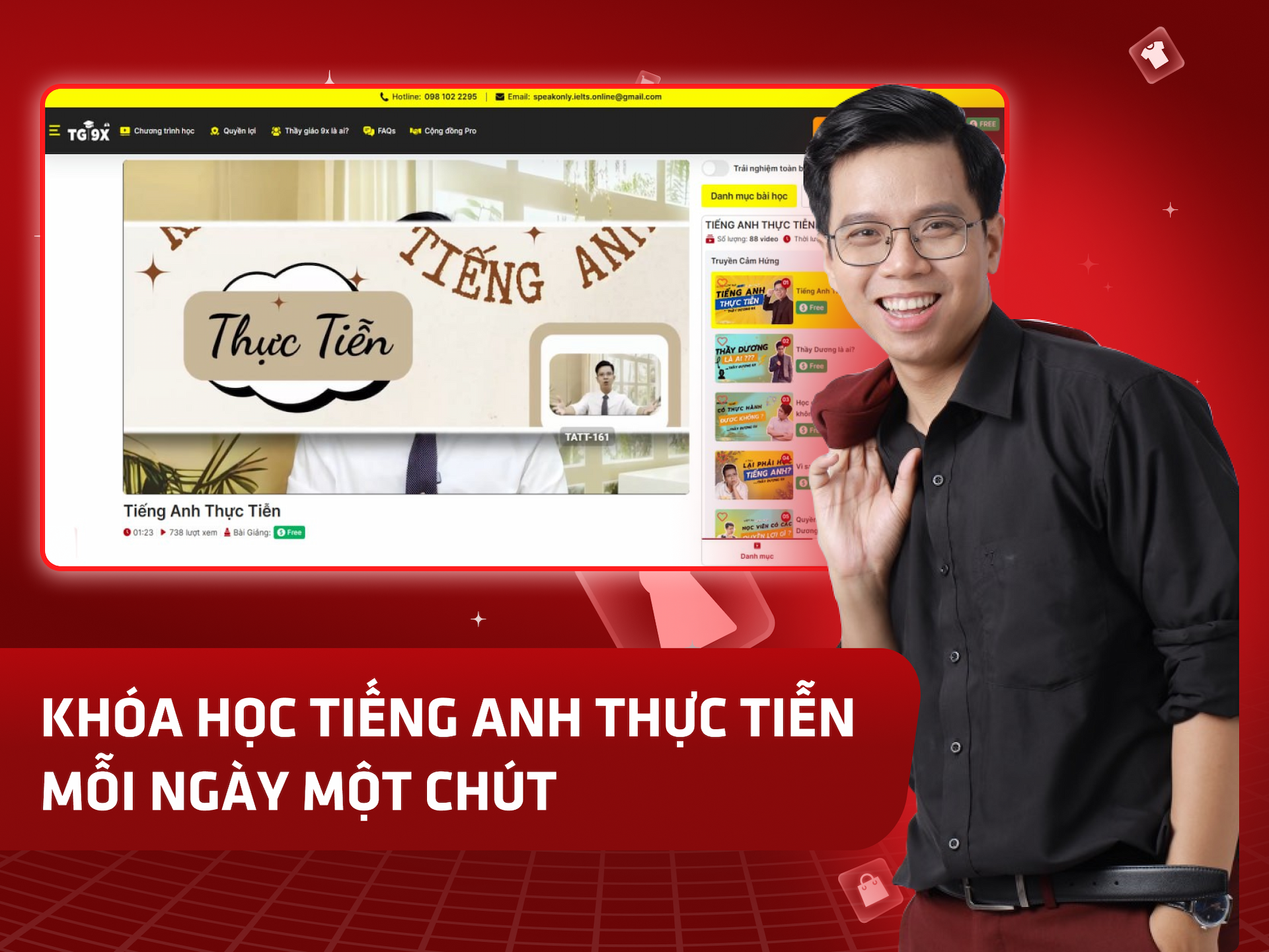 Website khoá học Tiếng Anh Thực Tiễn Academy trên MONA eLearning