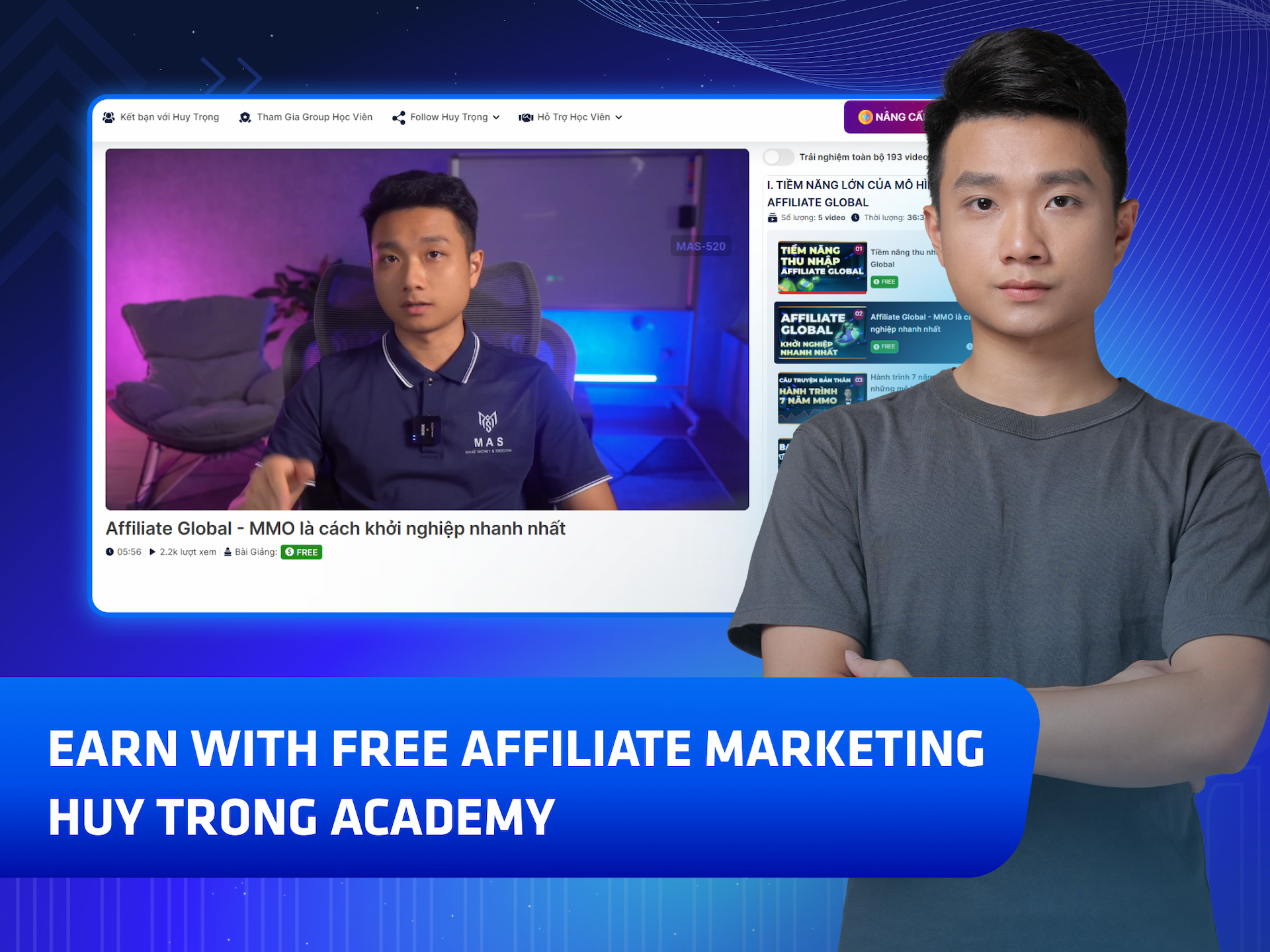 Website khoá học Huy Trọng MMO trên MONA eLearning