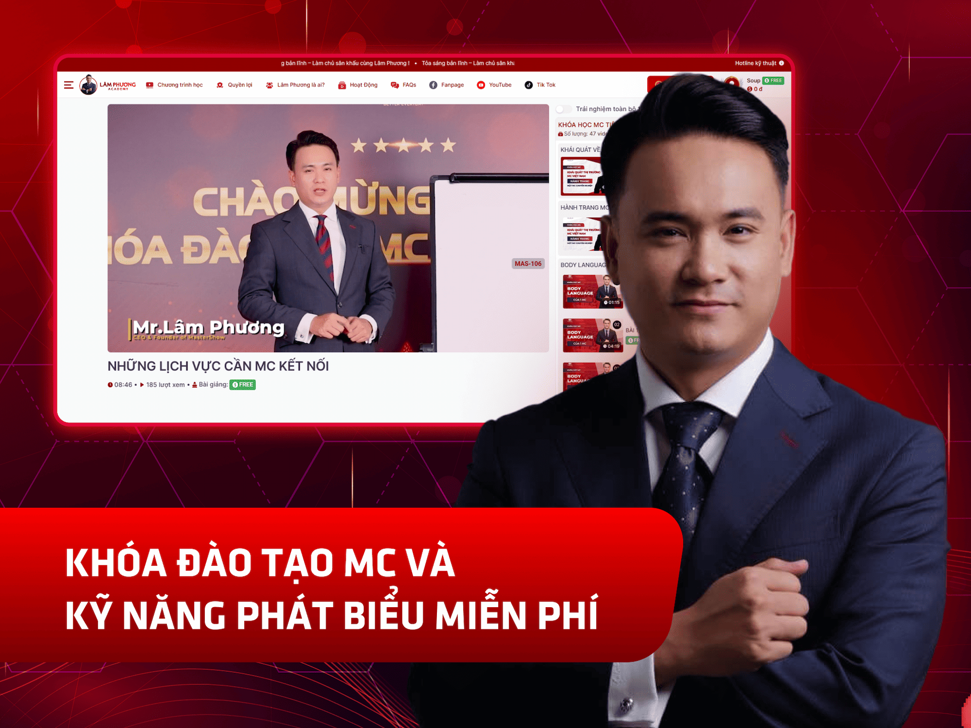 Website khoá học Lam Phương Academy trên MONA eLearning