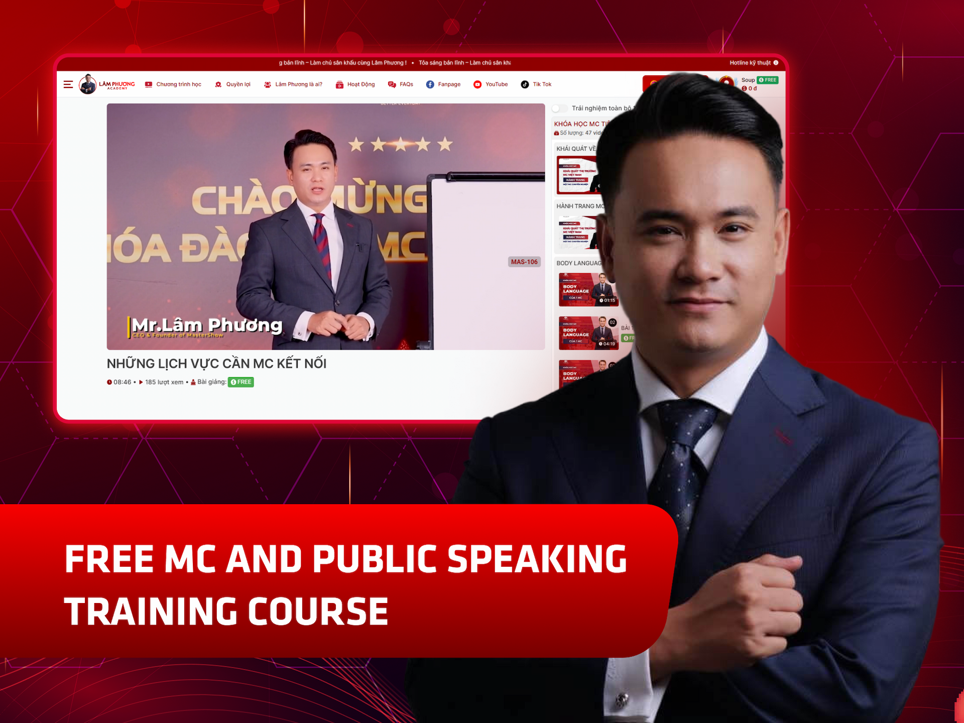 Website khoá học Lam Phương Academy trên MONA eLearning