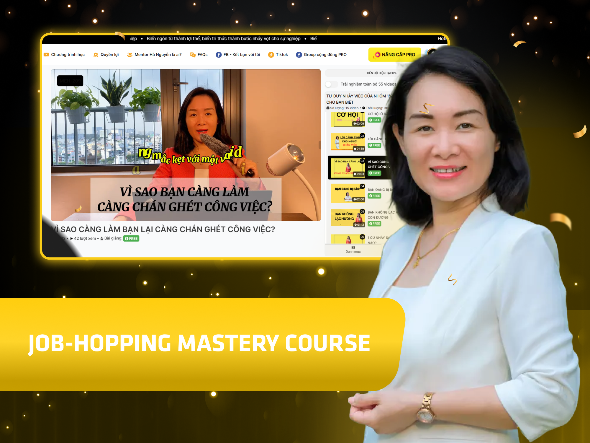 Website khoá học Mentor Hà Nguyên Academy vận hành trên MONA eLearning