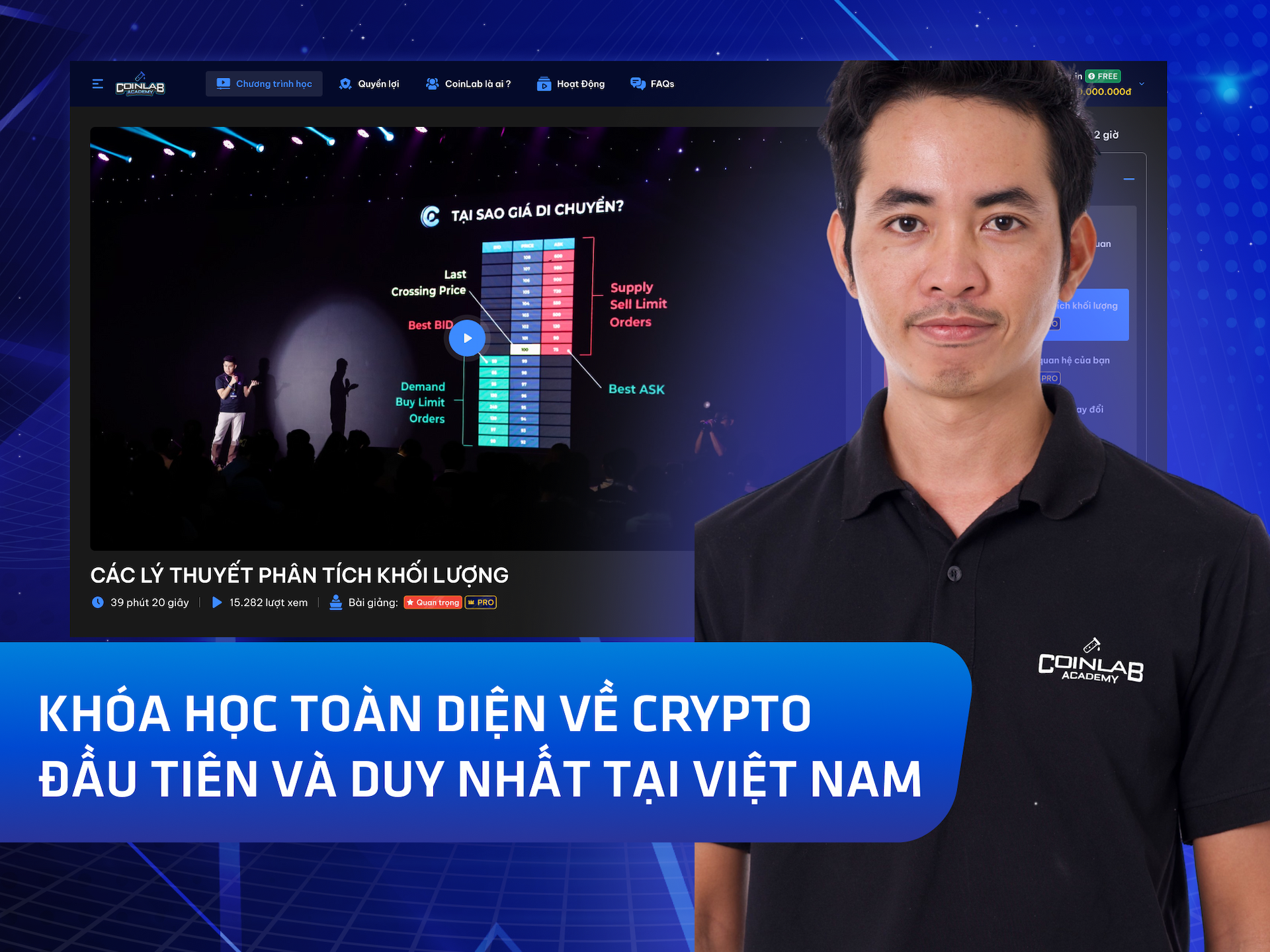 Website khoá học CoinLab Academy trên MONA eLearning