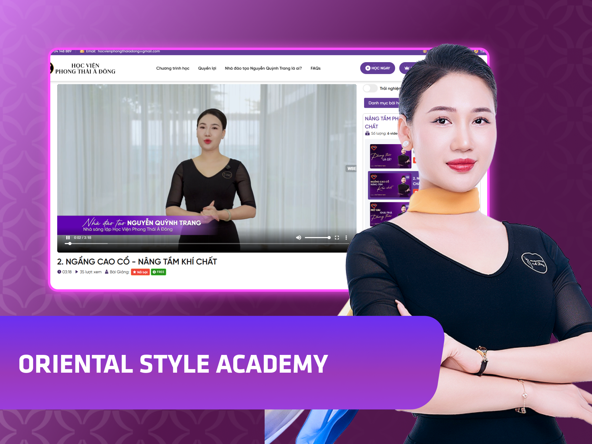 Website khoá học Học Viện Phong Thái Á Đông vận hành trên MONA eLearning