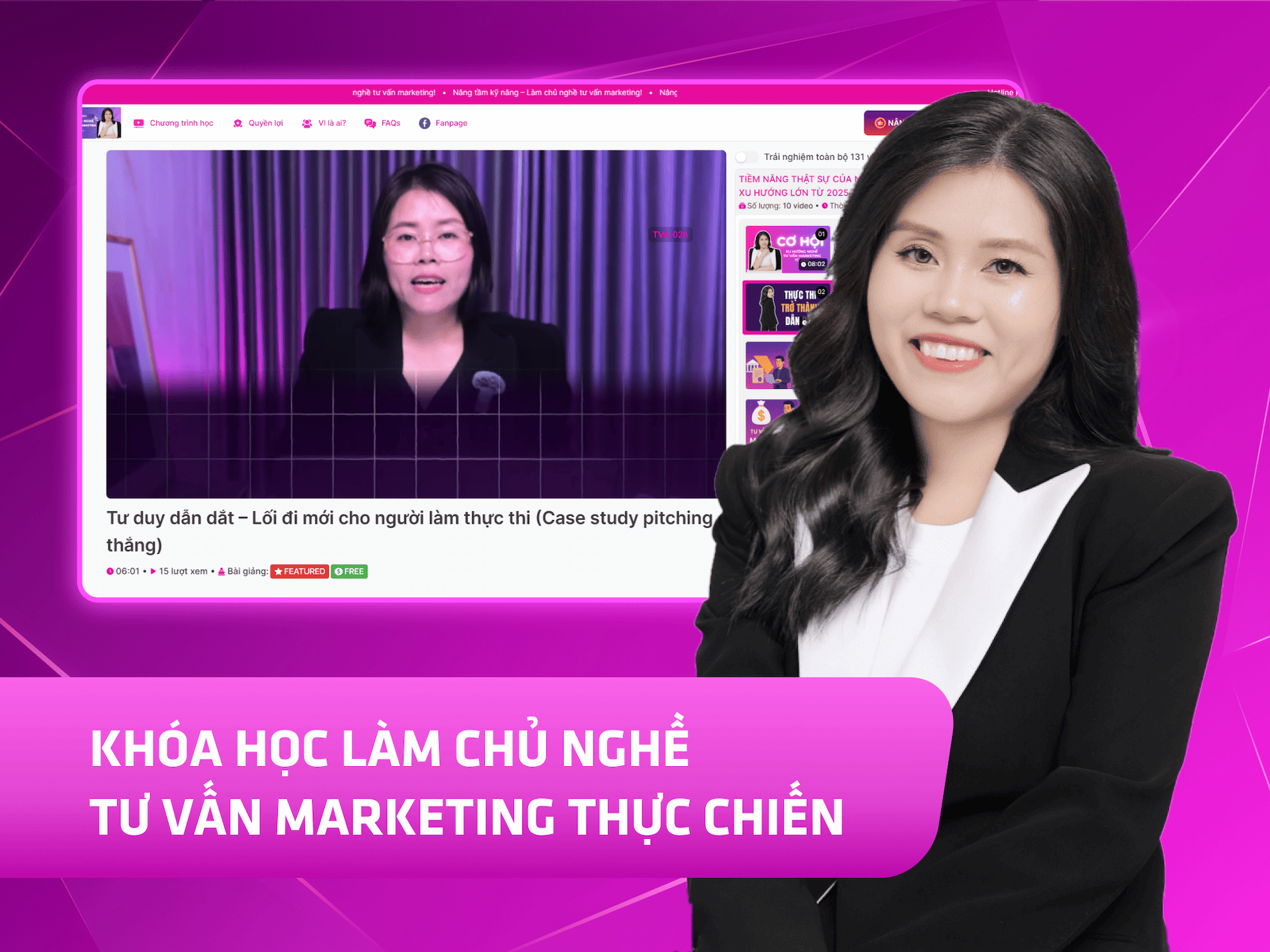 Website khoá học Tường Vi Academy trên MONA eLearning