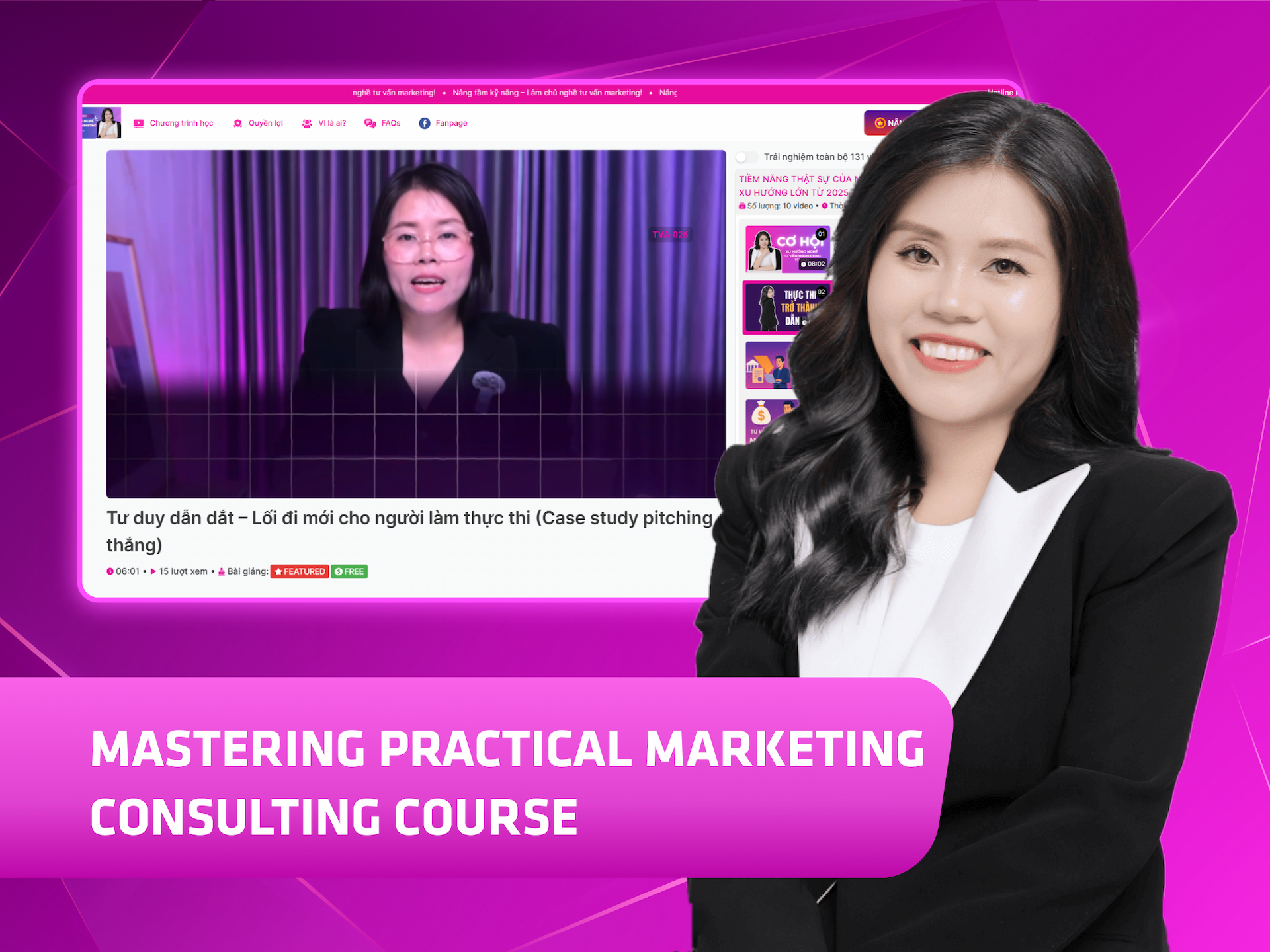 Website khoá học Tường Vi Academy trên MONA eLearning