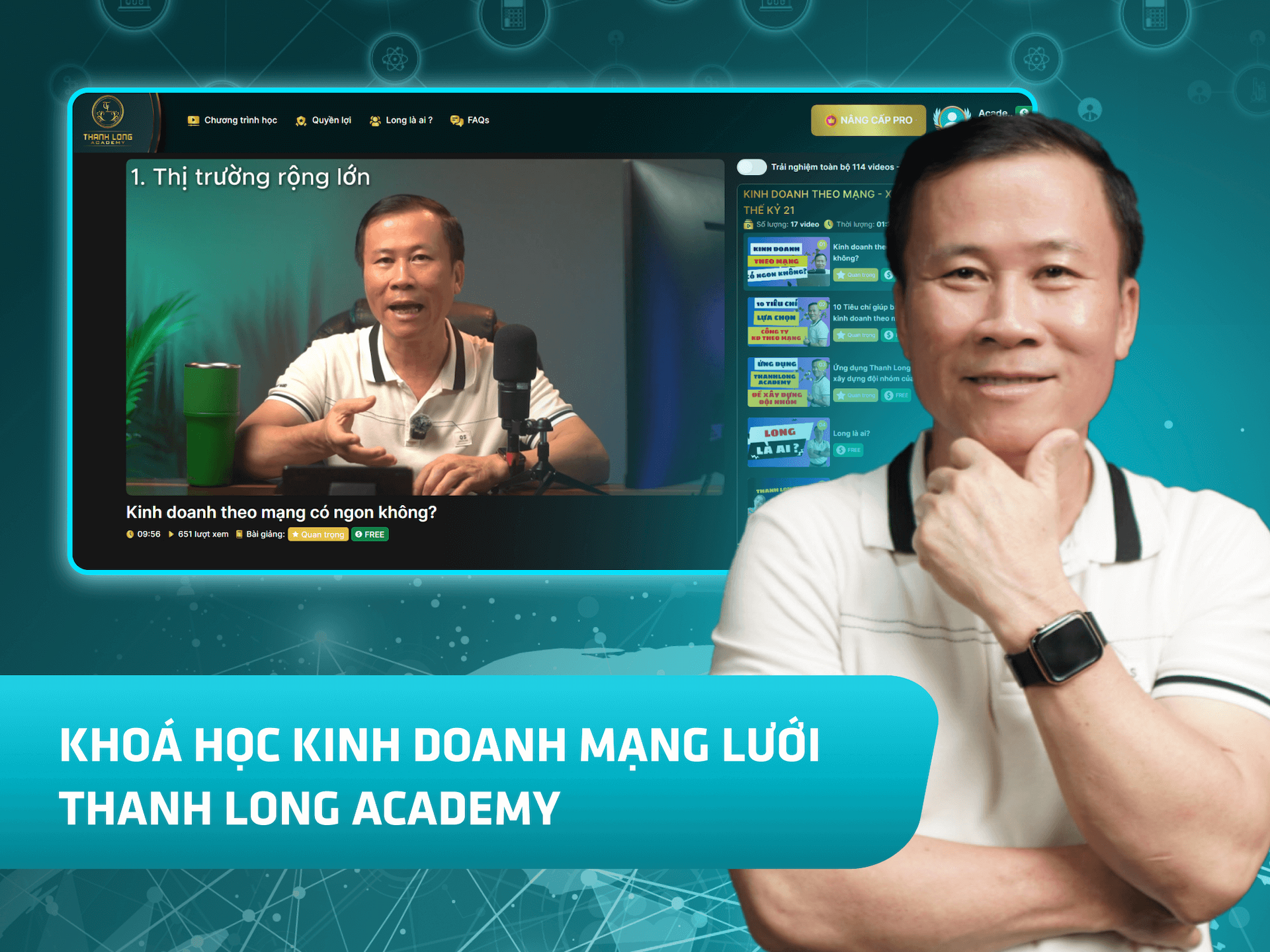 Website khoá học Thanh Long Academy trên MONA eLearning