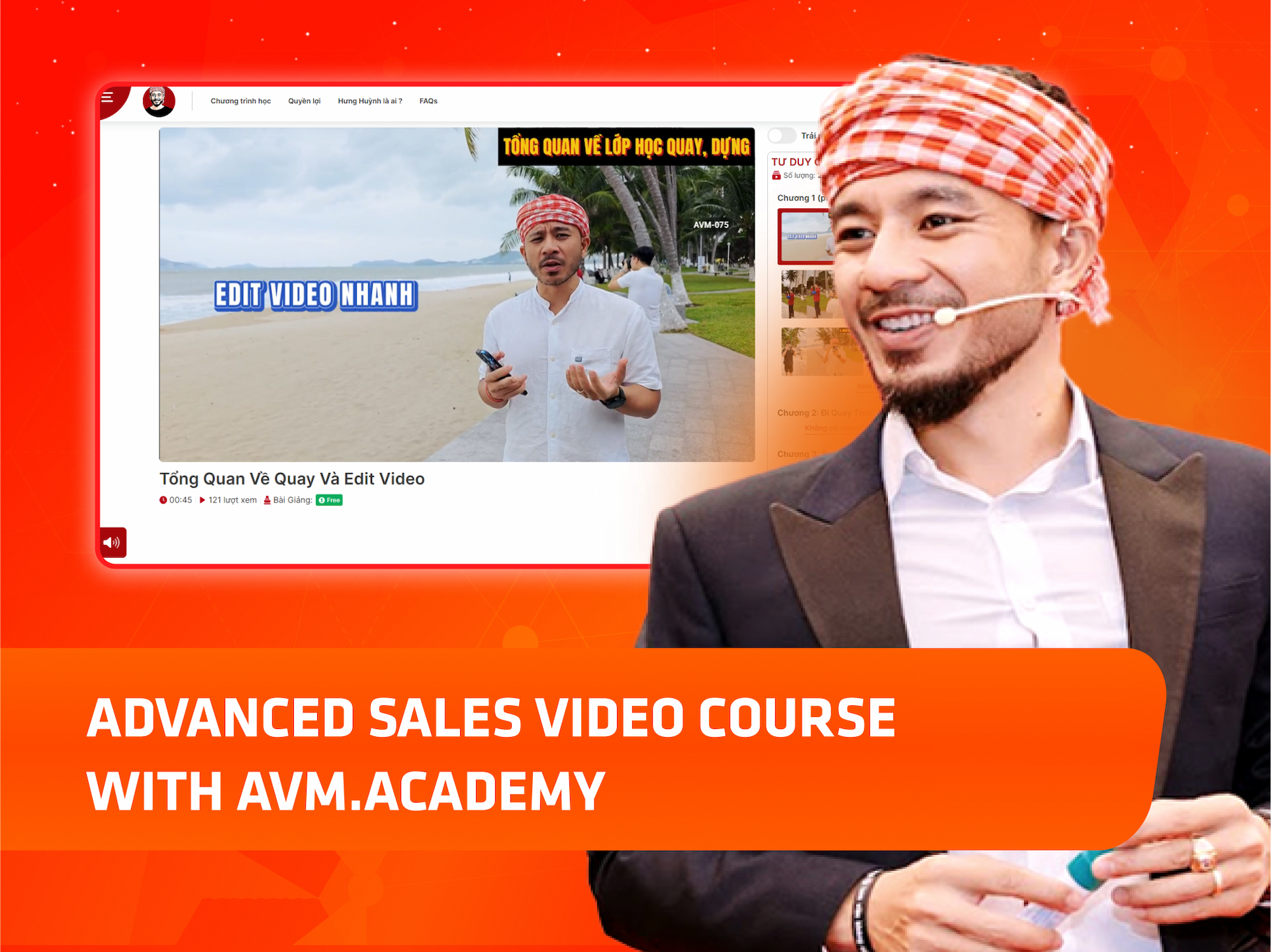 Website khoá học AVM Academy trên MONA eLearning