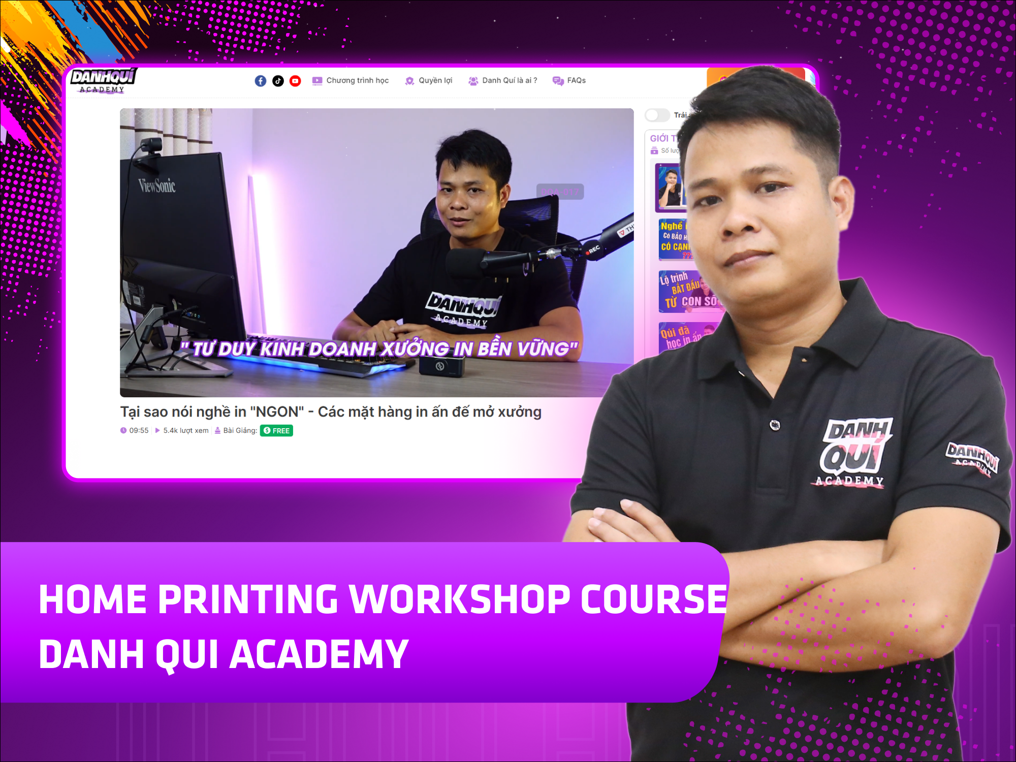 Website khoá học Danh Quí Academy vận hành trên MONA eLearning