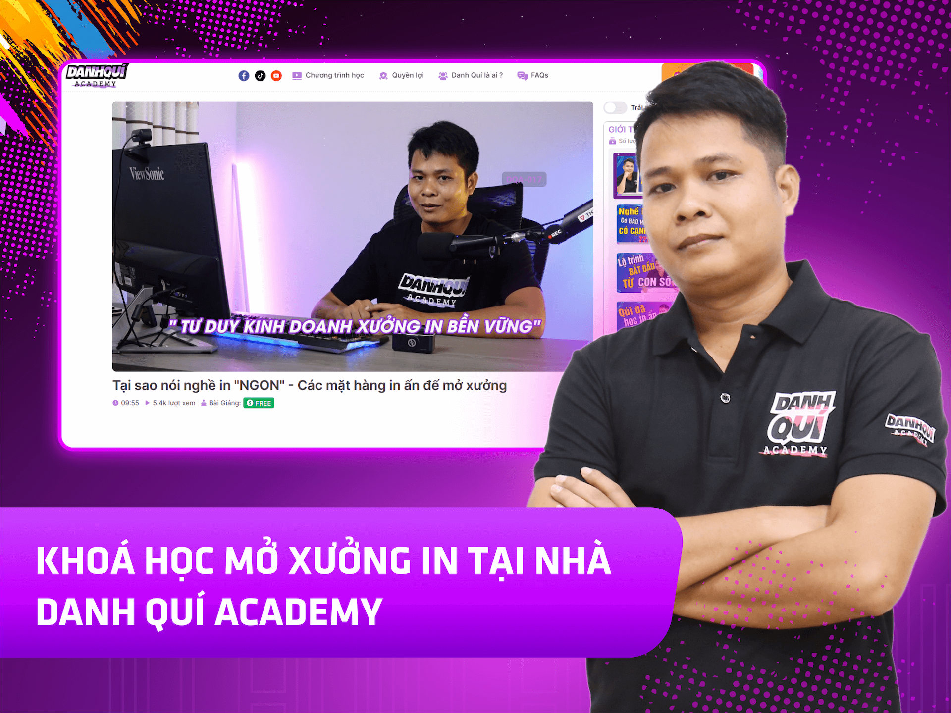 Website khoá học Danh Quí Academy trên MONA eLearning
