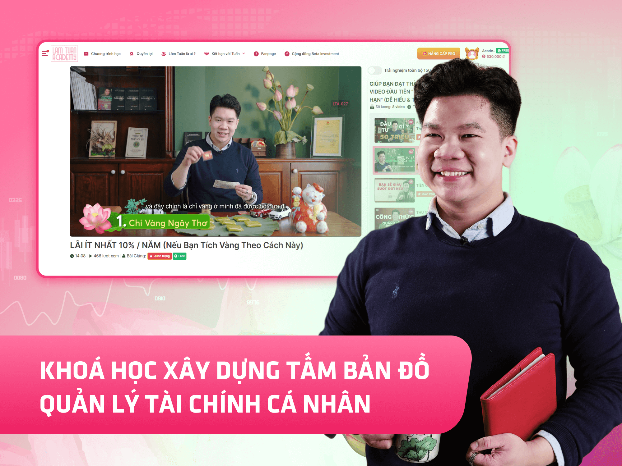 Website khoá học Lâm Tuấn Academy vận hành trên MONA eLearning