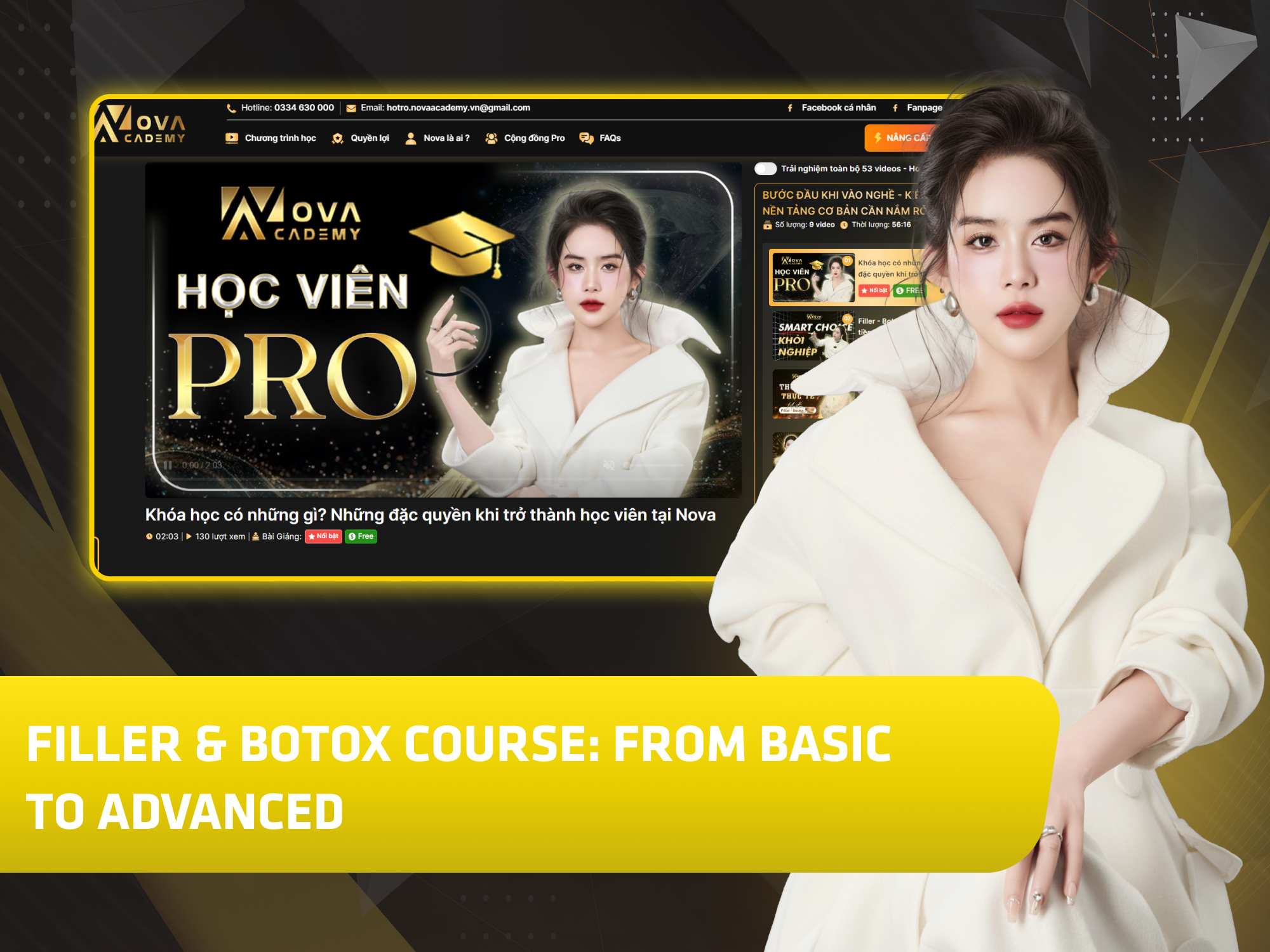 Website khoá học Nova Academy vận hành trên MONA eLearning