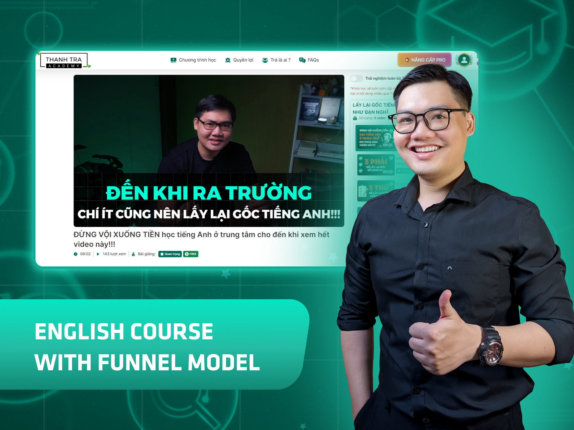 Website khoá học Thanh Trà Academy vận hành trên MONA eLearning