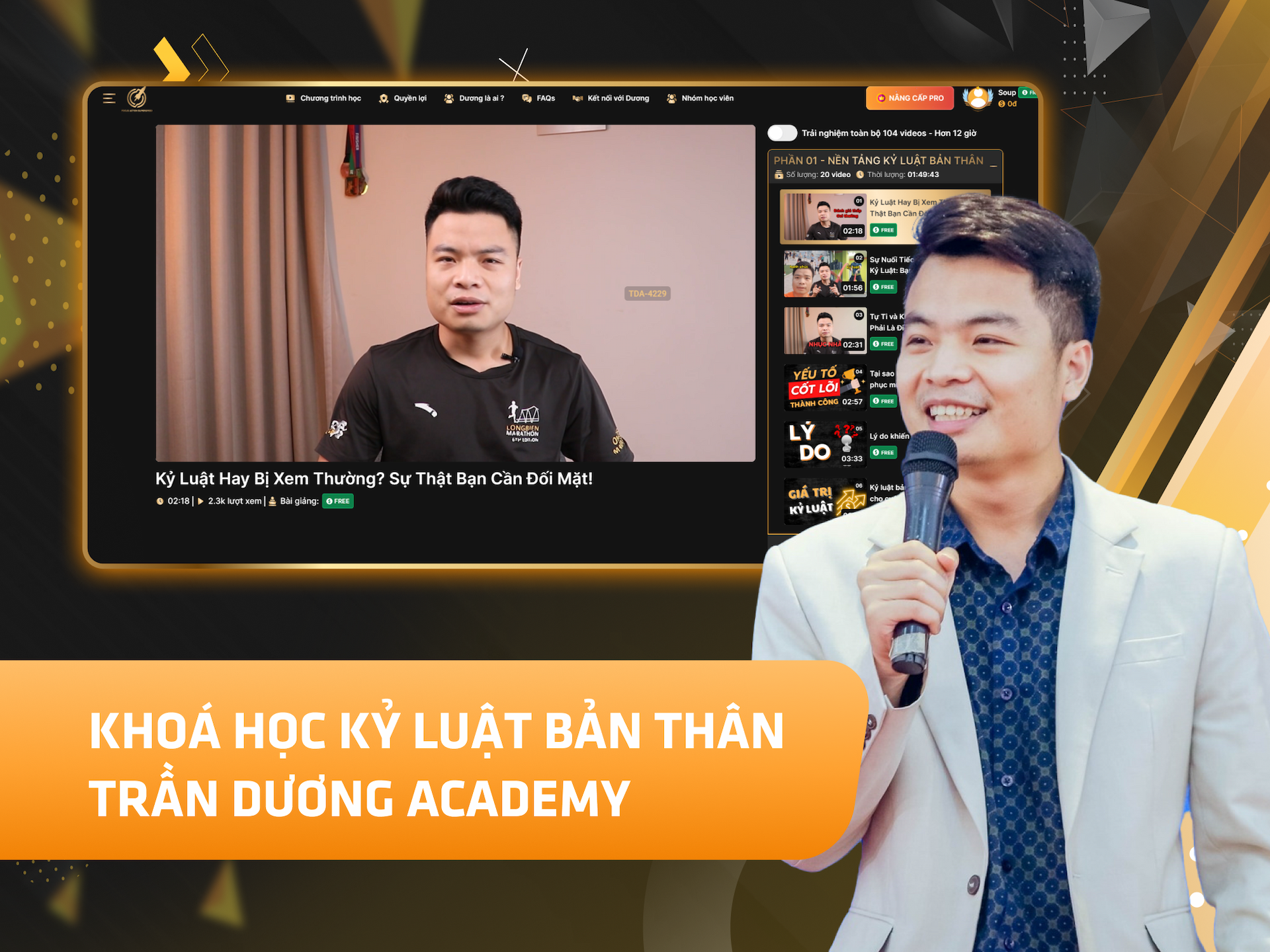 Website khoá học Trần Dương Academy trên MONA eLearning