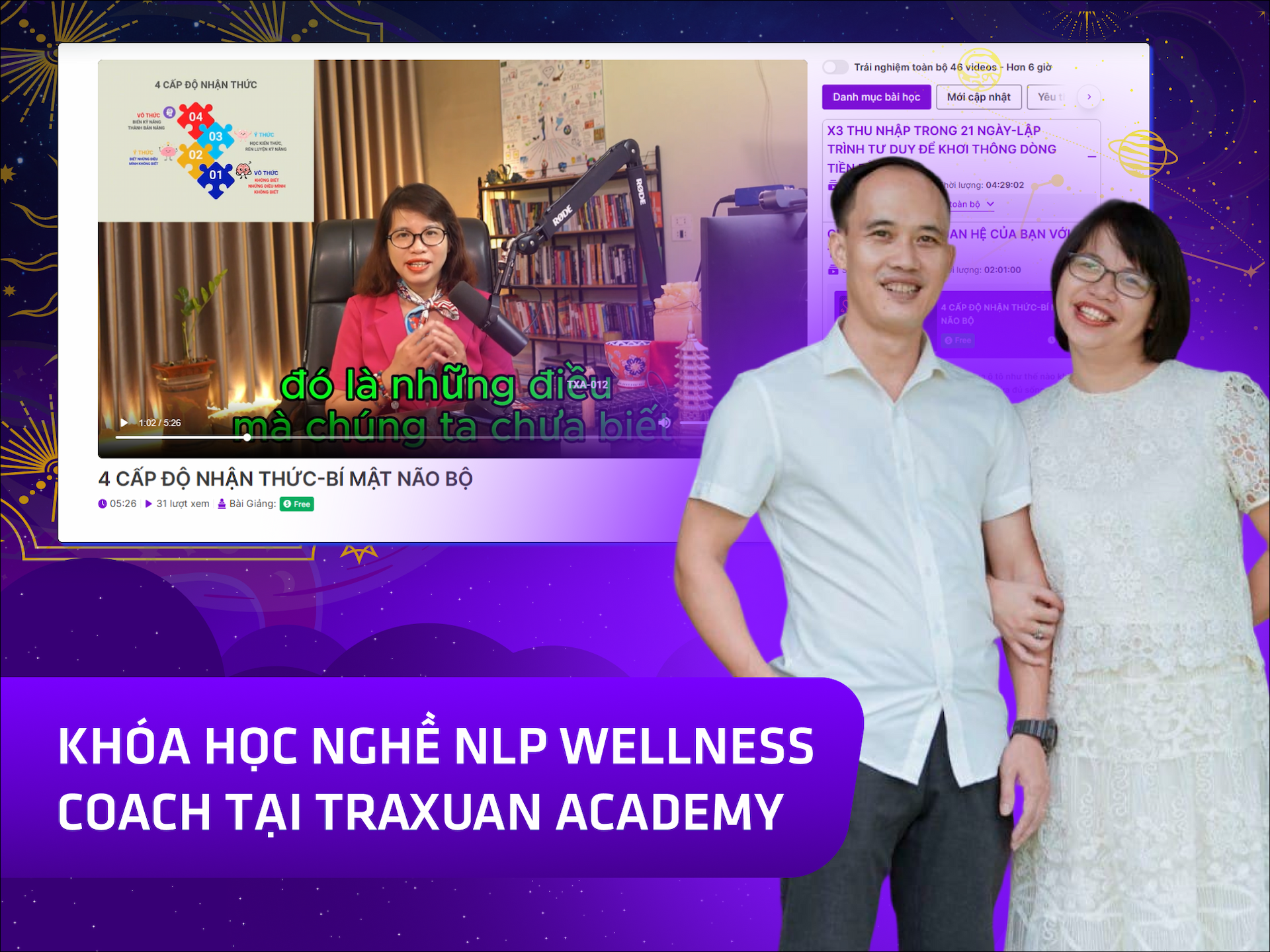 Website khoá học TraXuan Academy trên MONA eLearning