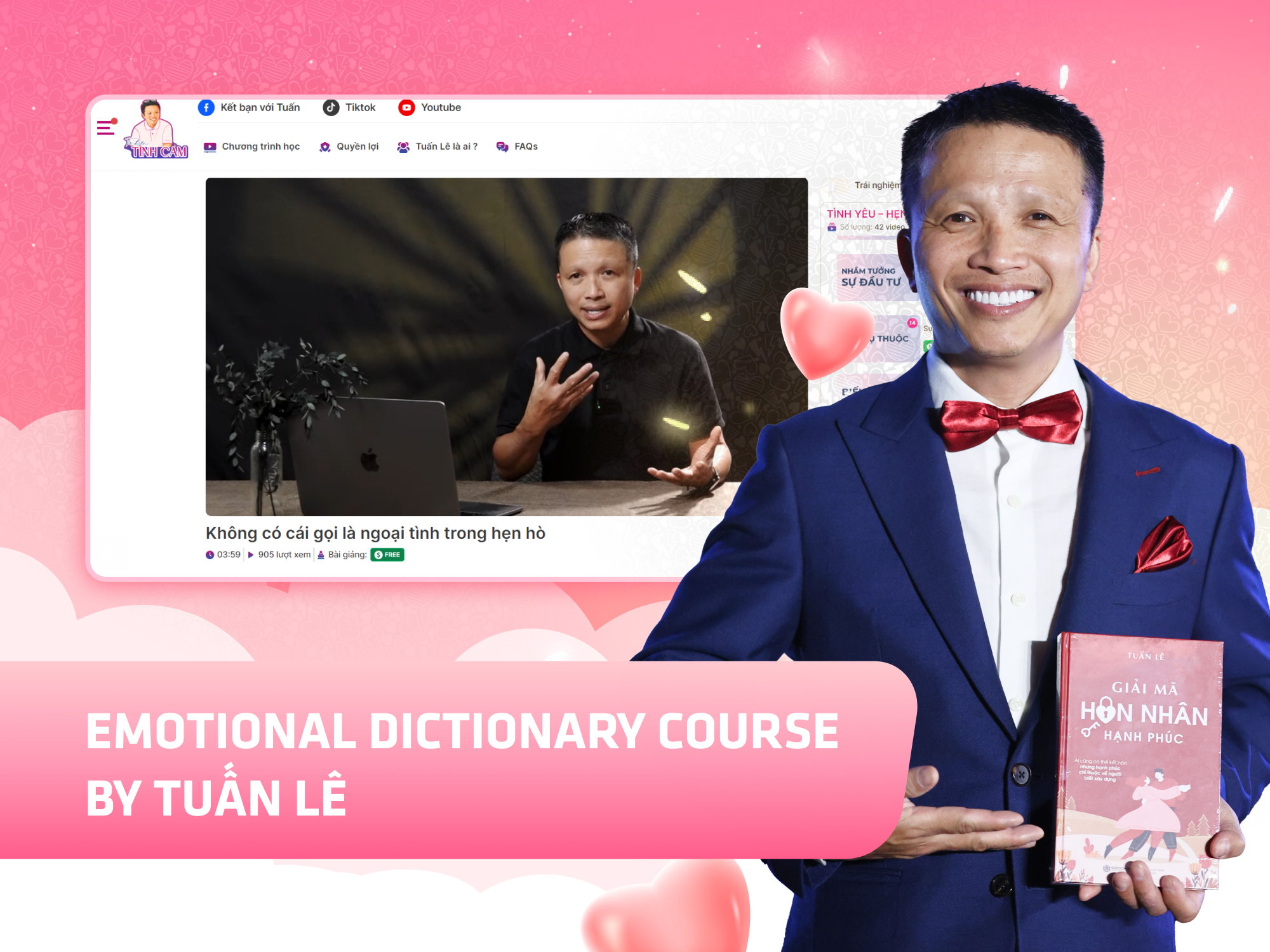 Website khoá học Từ Điển Tình Cảm Academy vận hành trên MONA eLearning