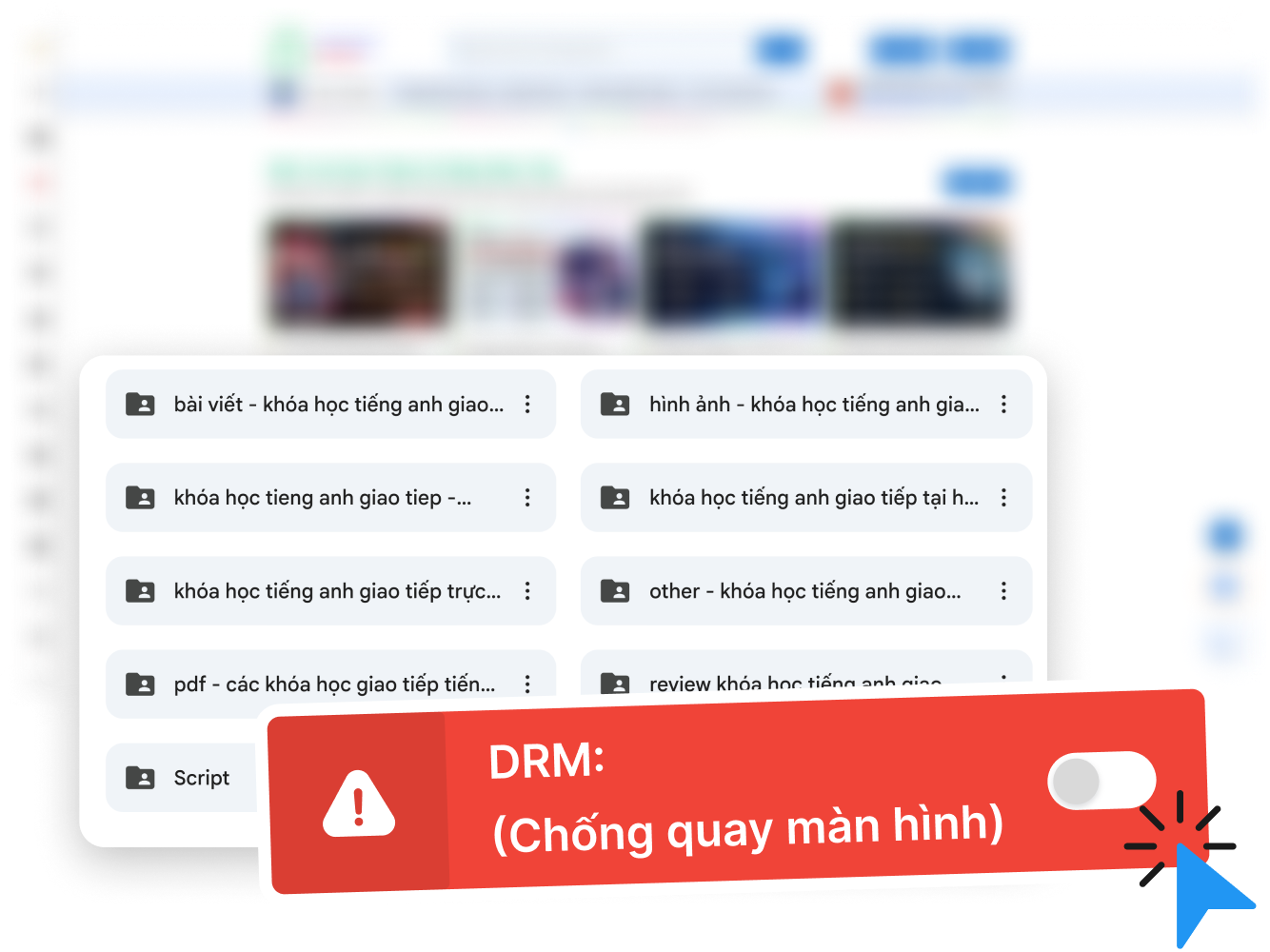 Minh họa video khóa học bị tải lậu